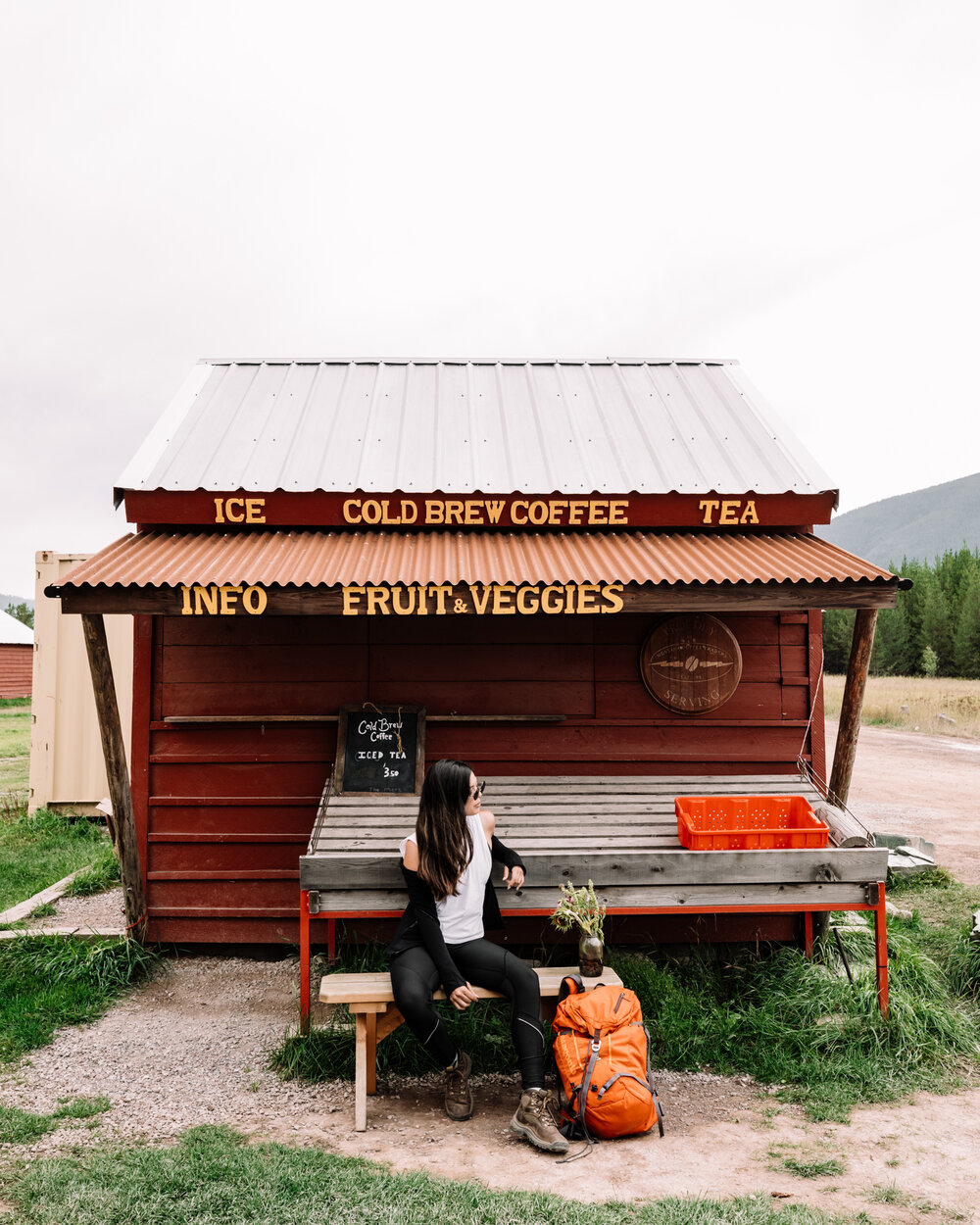 Rachel Off Duty: Woman Outside a Cafe in Glacier National Park, Montana
