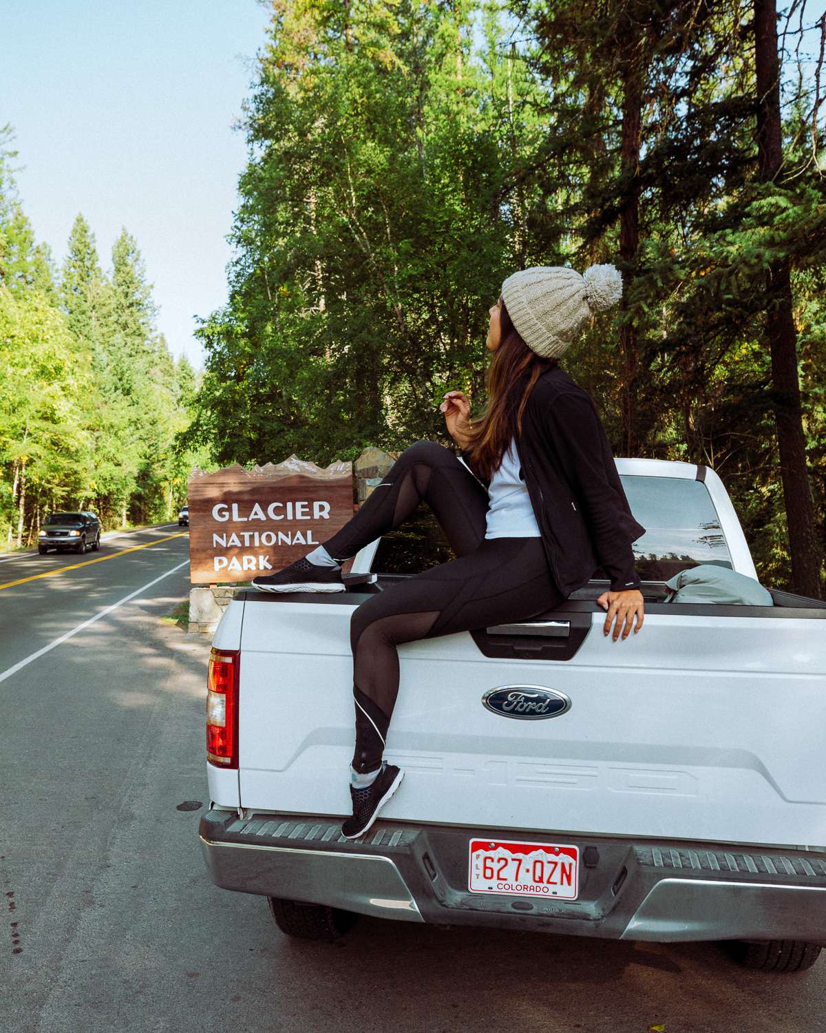 Rachel Off Duty: Woman in a Pick Up Truck in Glacier National Park