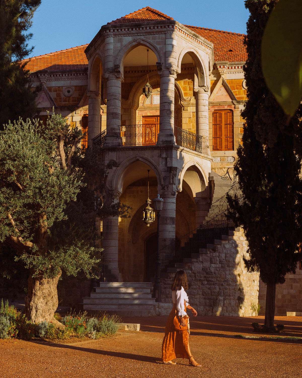 A Woman Exploring the Palaces in Chouf, Lebanon