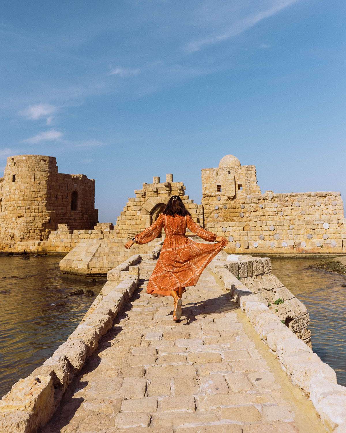 A Woman at Saida Sea Castle in Lebanon